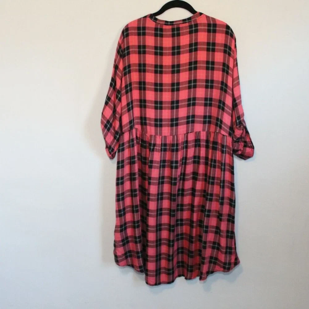 Torrid Lexie Plaid Hi-Lo Challis Tunic Red Black Women's Plus Size 3 3X H11863 - Picture 9 of 11